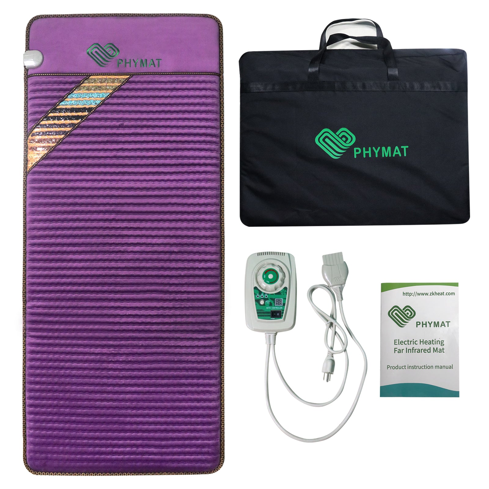 PHYMAT PEMF Therapy Mat Far Infrared Amethyst Heating Pad (70"x31")- 5 Color Natural Crystal PHYMAT