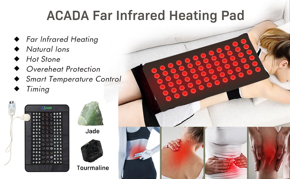 Acada Far Infrared Heating Pad - Jade Tourmaline Hot Stone Heating Pad - Infrared Heating Pad (31"x21") US 110V PHYMAT