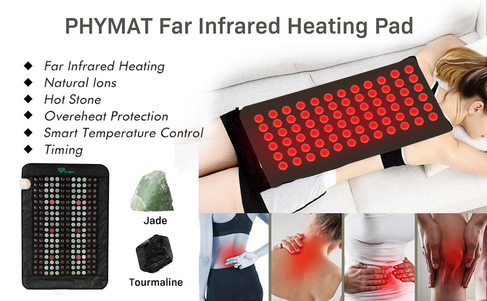PHYMAT Far Infrared Heating Pad（23"x16"）-Jade +Tourmaline+ Red Photon US 110V PHYMAT